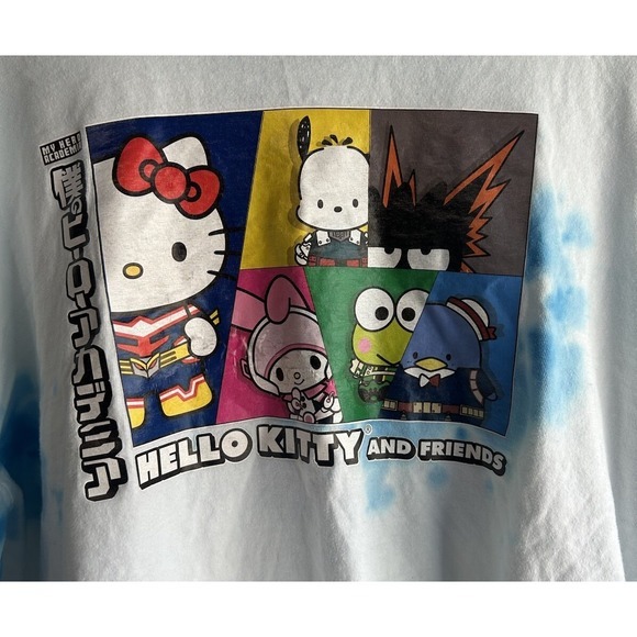 Atsuko Hello Kitty My Hero Academia Men Large Tie Dye Blue Shirt Retro Thrashed — image 3 of 8
